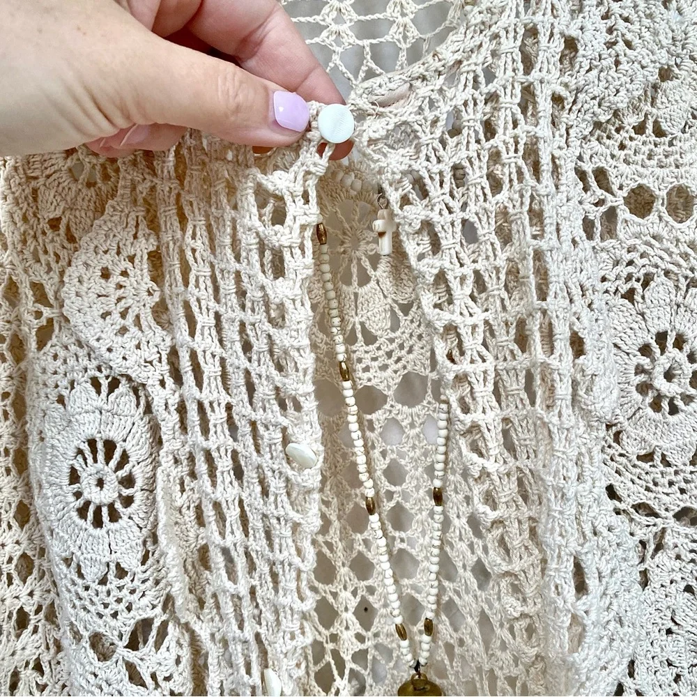 Artisan Crochet set boho lace set skirt/cardi shabby chic prairie Country vibel - Picture 4 of 16